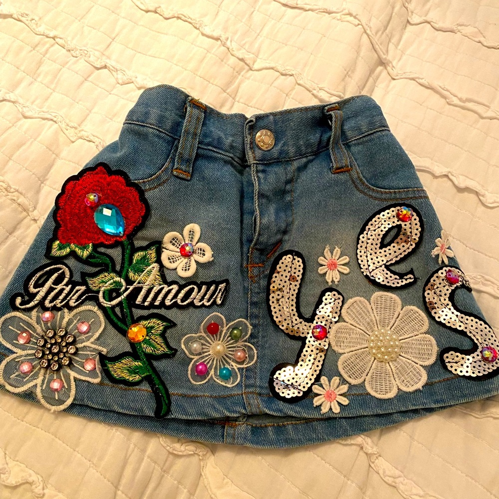 Fancy denim skirt for a little fashionista :)